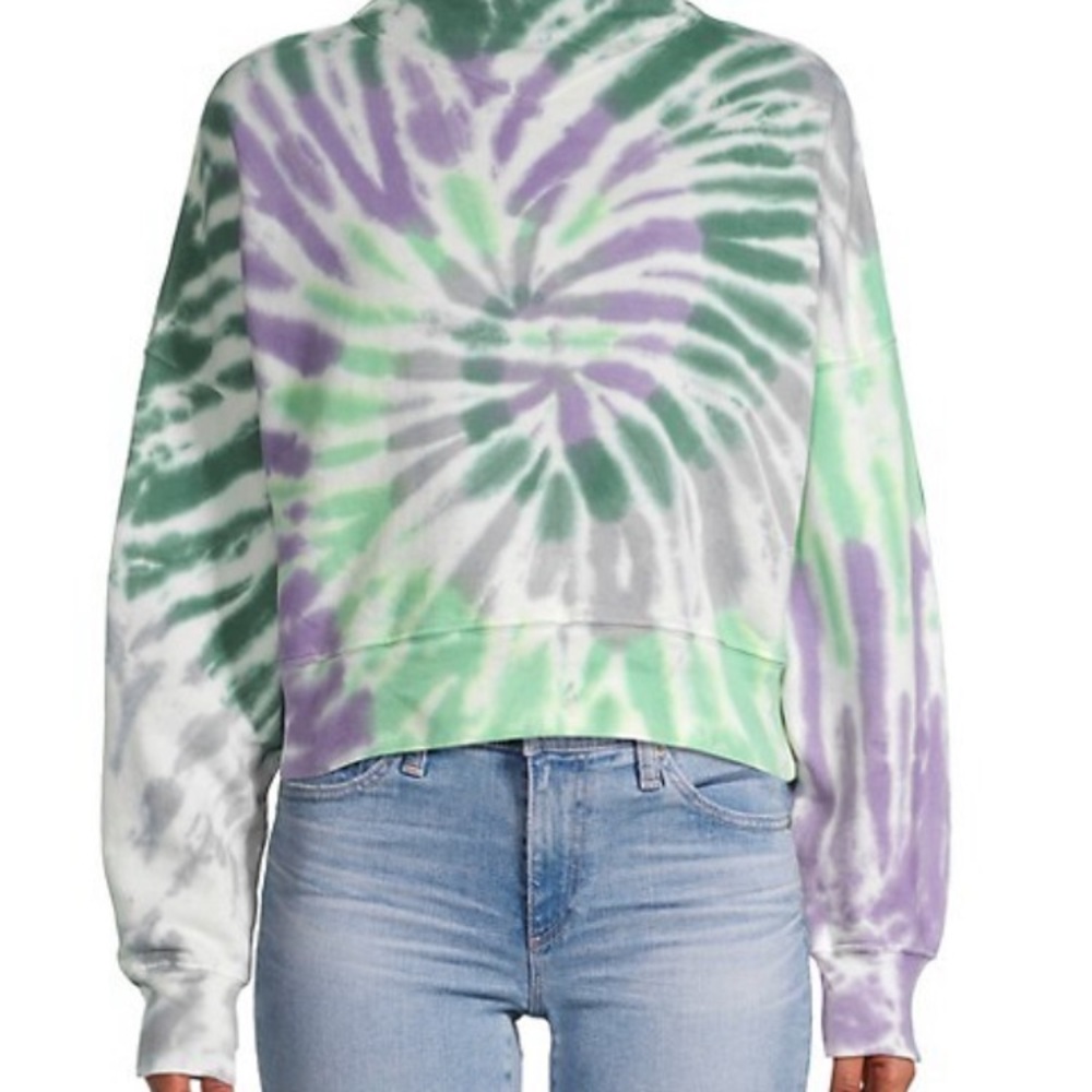 Eleven Paris Sweatshirt NWT great tie-dye pattern purples and greens loungewear